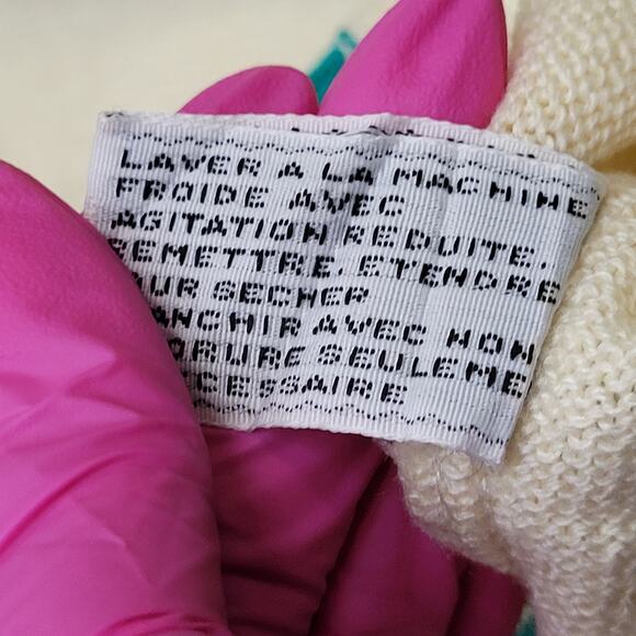 Vintage 80s MOD Sweater Womens XS/S 17x24 Ivory - Picture 10 of 12